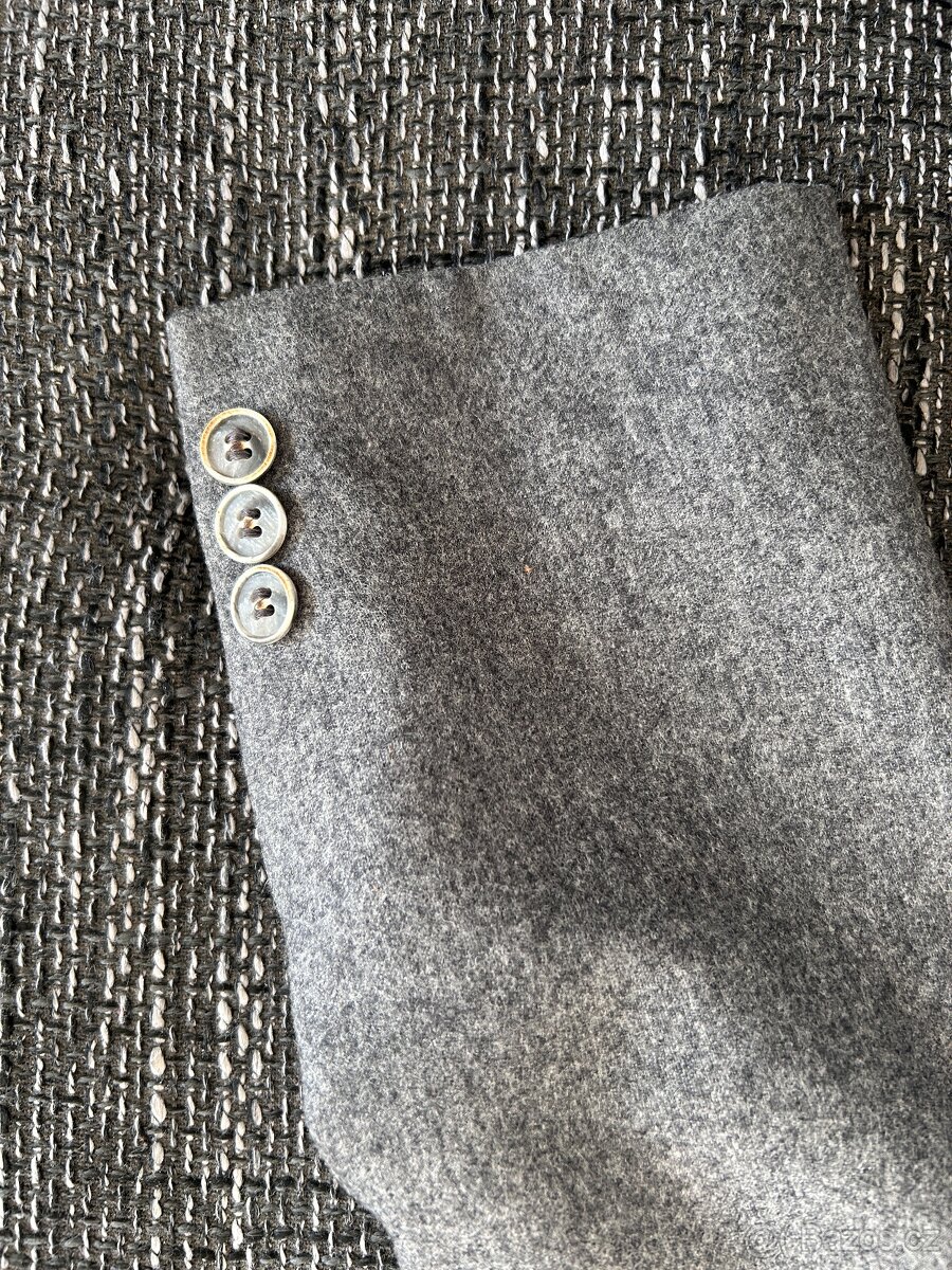 Pánský vlněný oblek - šedý, velikost 46 - 13