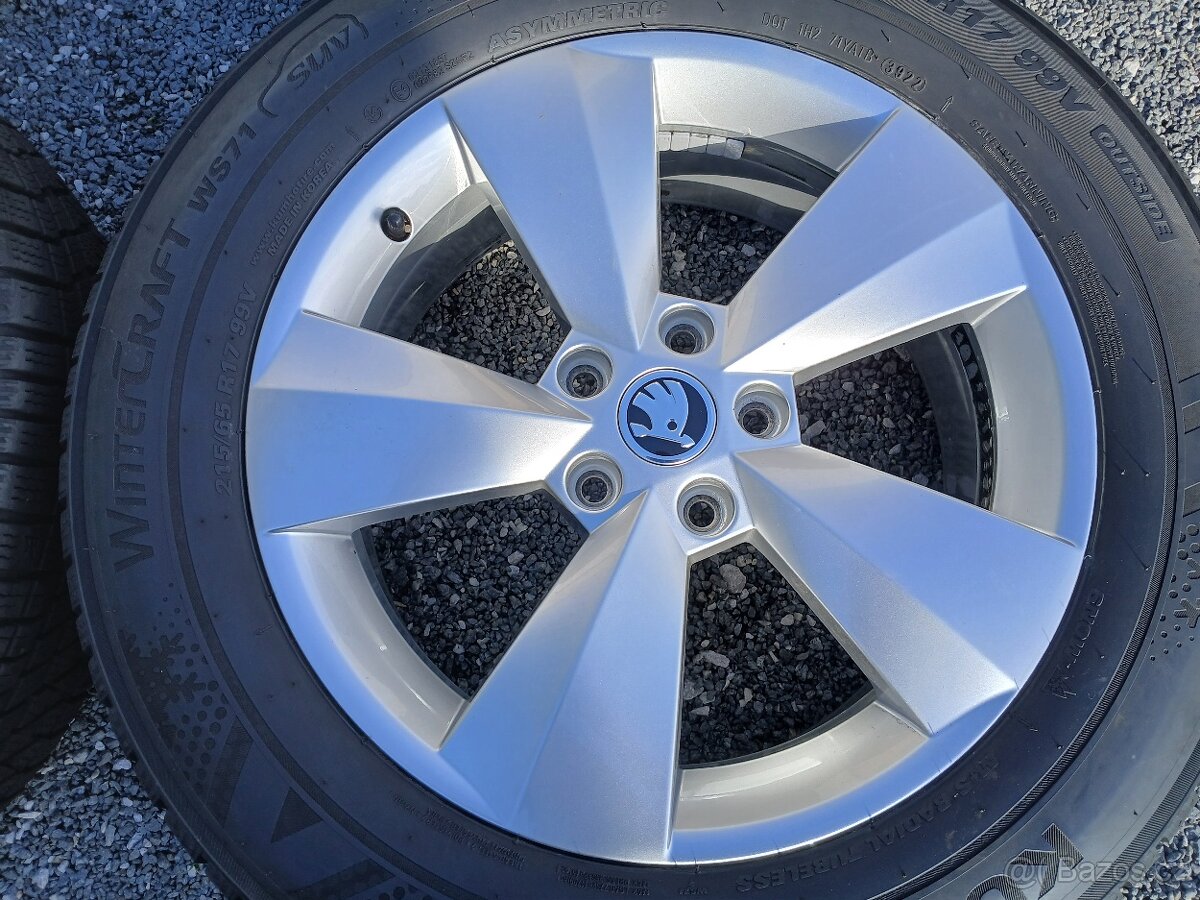 Zimní orig alu kola Škoda Kodiaq 215/65/17 vzorek 7,5mm - 13