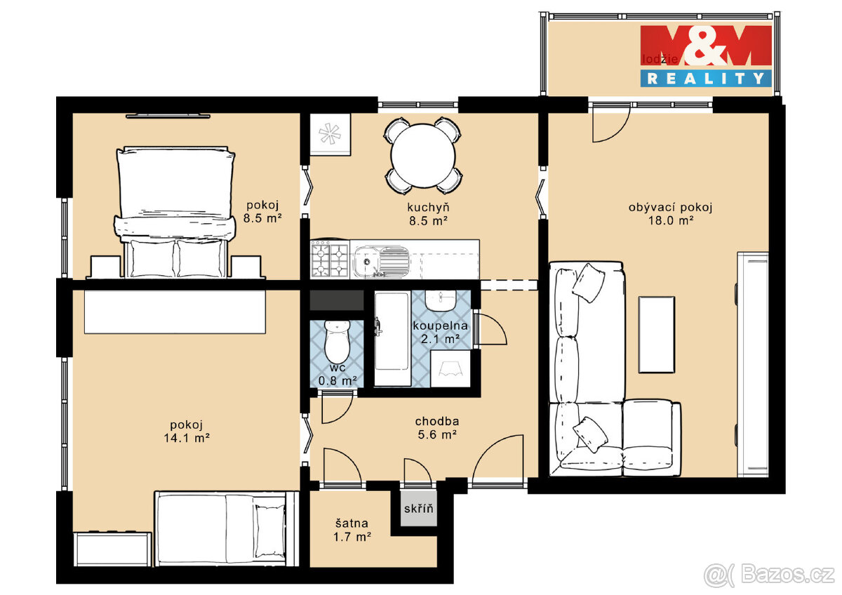 Pronájem bytu 3+1, 68 m², Lnářský Málkov u Kadova - 13
