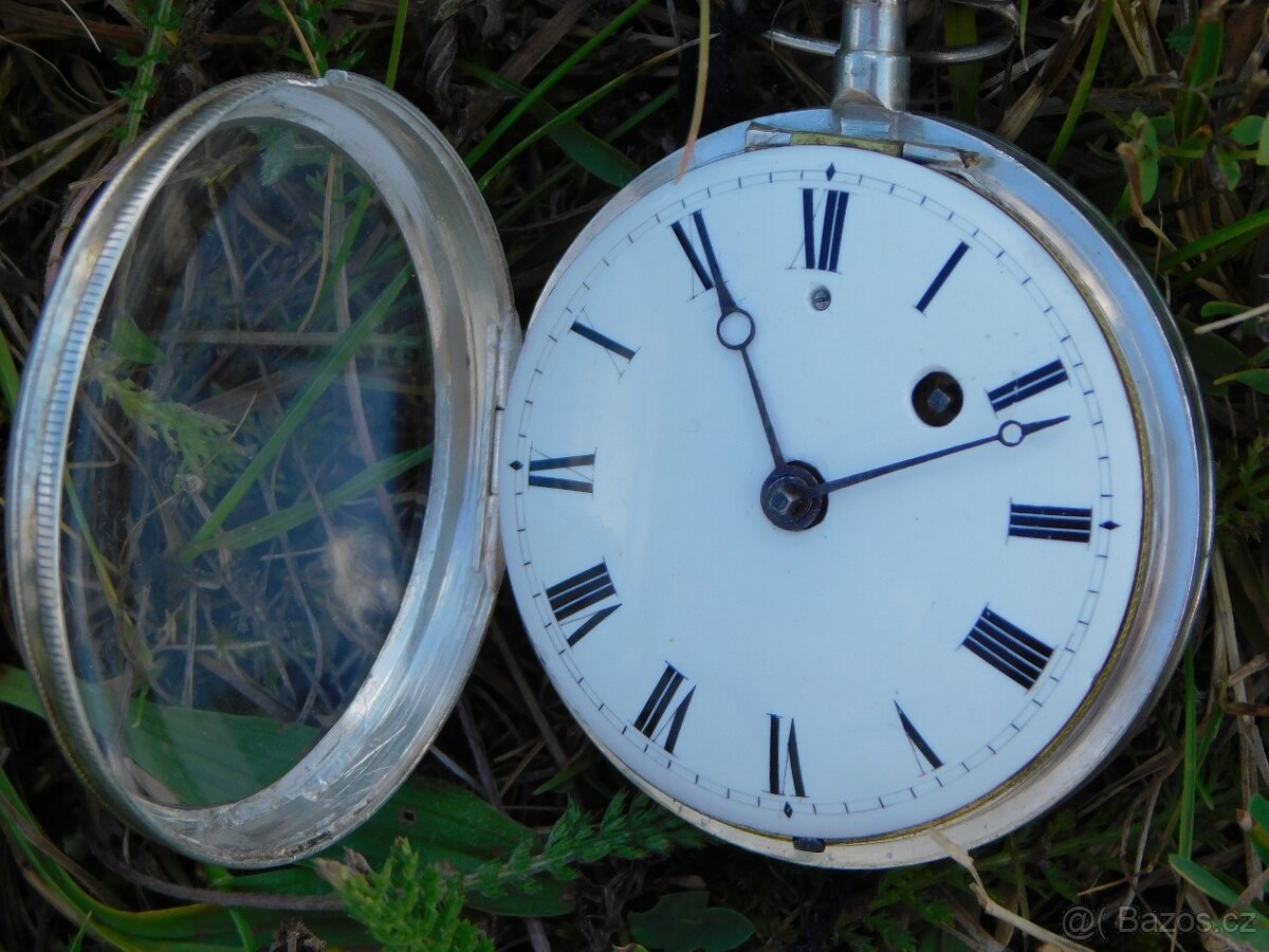 Celostříbrné anglické kapesní hodinky Špindlovky - 13