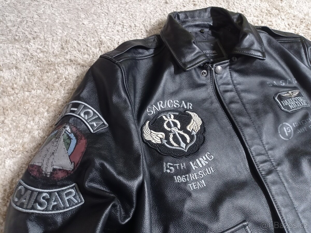 NOVÁ letecká kožená bunda s nášivkami - XXL - 13