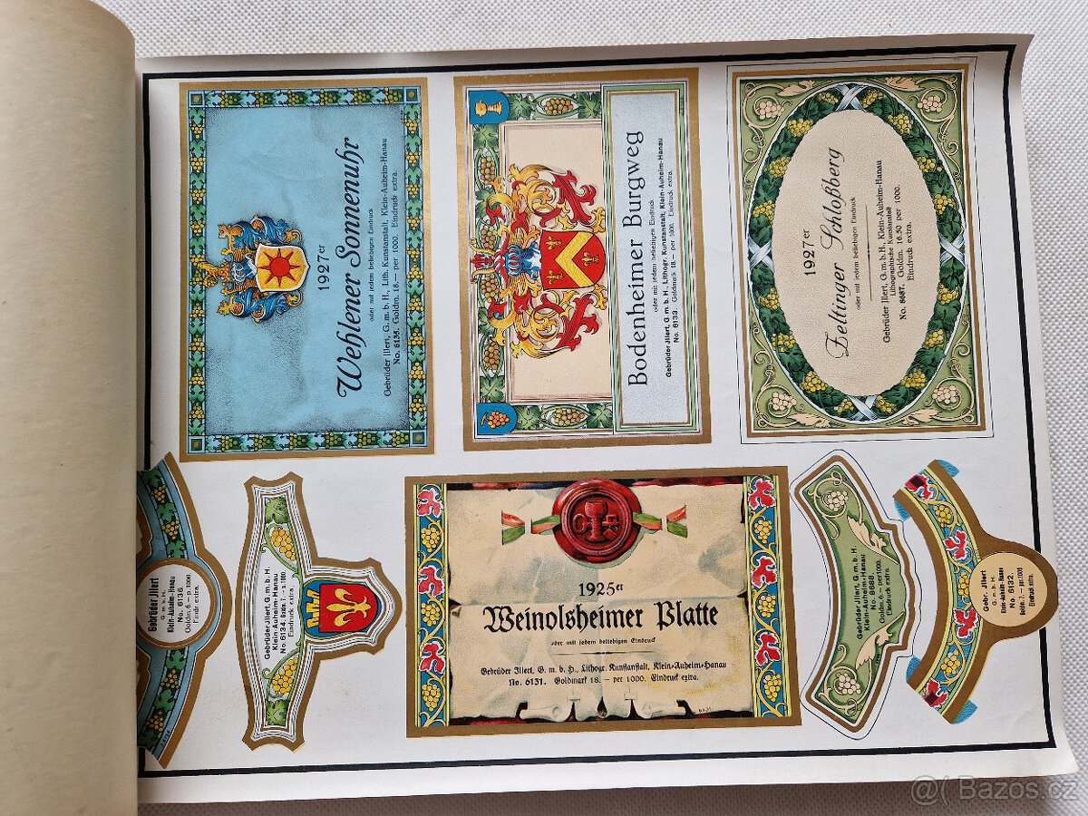 Starý reklamní vzorník etikety víno likér 1930 litografie - 13