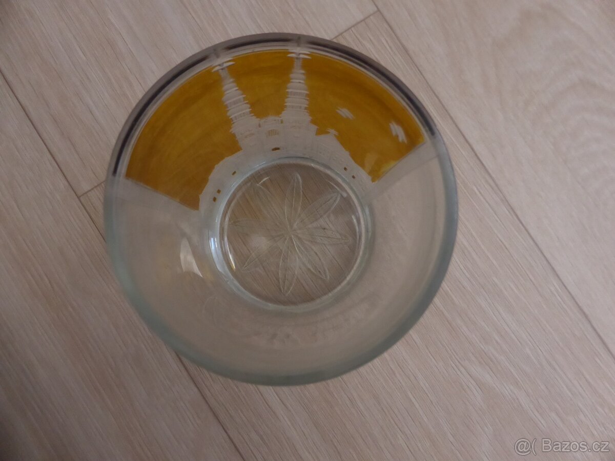 Broušené sklo - sklenka a mísa - NOVÁ - 13