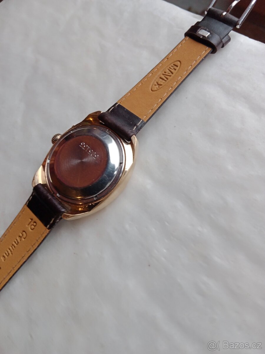 Staré funkční pozlacené hodinky Slava automati - 13