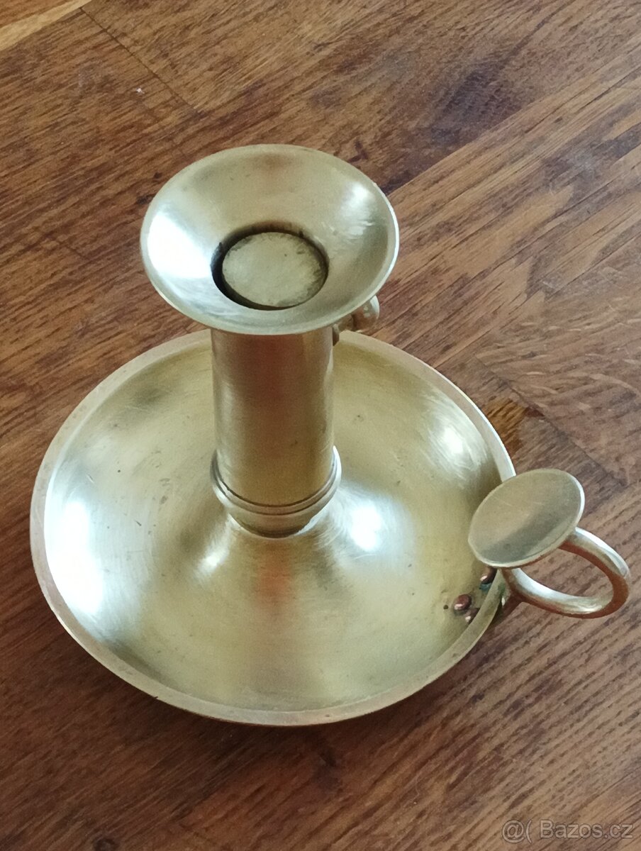 MOSAZNÝ EMPÍROVÝ SVÍCEN BIEDERMEIER Z 19. STOL. FRANCIE - 13