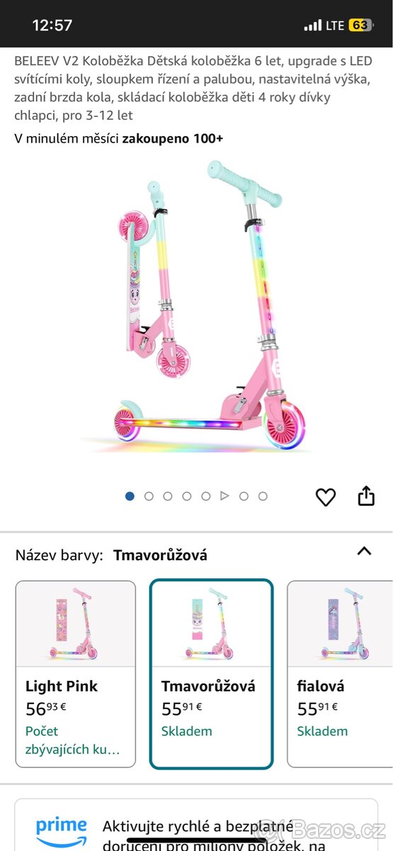 Nová dětská LED koloběžka scooter (116) - 13