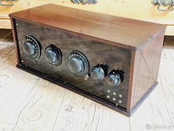 Starožitné rádio, truhlička, 4 lampovka, cca 1926 - 13