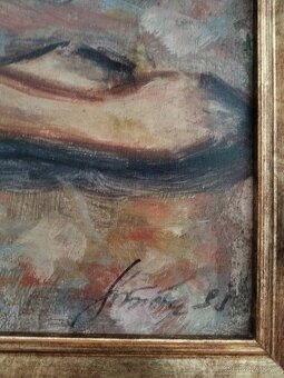 obraz AKT SE ZELENOU VÁZOU, olej, sign. Souček 1935 - 13