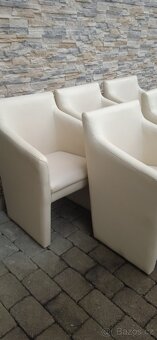 Jídelní kožená křesla bílá 5ks - 13