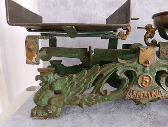 Starožitná figurální litinová váha Sperling DRACI rok 1936 - 13