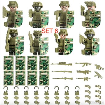 Rôzne sety vojakov 7 + doplnky - typ lego - nové - 13