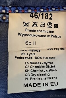 Společenský pánský oblek vel. 46/182 - modrý - 13
