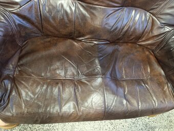 Rustikální kožená sedací souprava, 3 + 2 +1, masív - 13