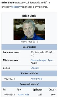 BRIAN LITTLE (ASTON VILLA FC) - prodám fotbalový dres. - 13