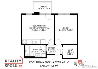 Prodej, byty/2+kk, 45 m2, Mojmírovo náměstí 3105/6, 61200 Br - 13