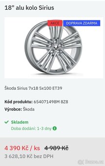 NOVÉ alu kola originál ŠKODA R18 - 13