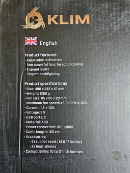 Výkonná chladící podložka pod notebook KLIM Mistral - 13