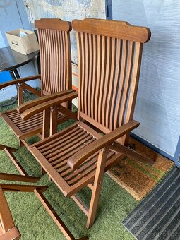 TEAK 4 ks KŘESLA "JUTLANDIA" POLOHOVATELNÁ + POLSTRY - 13