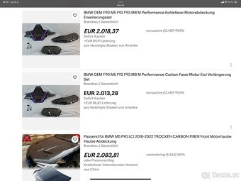 BMW M5f90,M8 X5M X6M karbonové kryty motoru tři části origin - 13