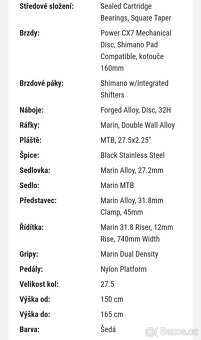 Trailové kolo MARIN Wildcat Trail 1 Gloss Black/Charcoal/Cor - 13