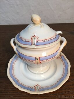 Malovaný porcelán tác talíře omáčník Loket 1833 Biedermaie - 13