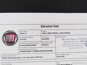 Doblo 1.4T 120K CNG Plus, 9/2018 ODPOČET DPH,49700KM - 13