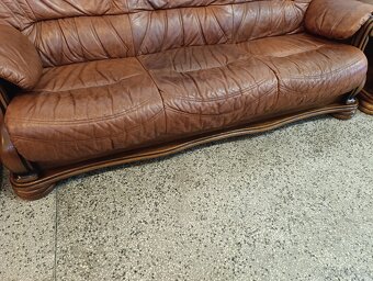 Kožená sedací souprava 3 + 2 + 1, nábytek z masívu - 13