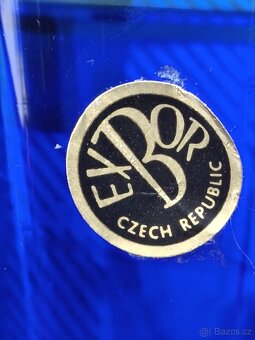 Modré skleněné skleničky s květinami - 13