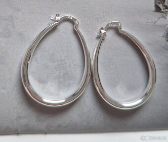 Nové dámské stříbrné náušnice oválné kruhy ovály 925 4 cm - 13