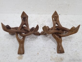 2x Vyřezávaný stojan na květináč retro - 13