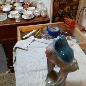 Starožitná keramická glazurovaná soška Jihokera - 13