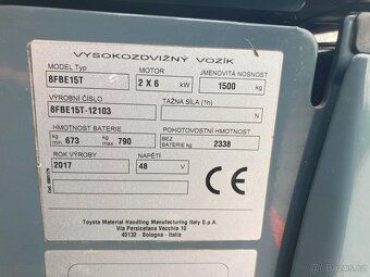 Čelní vysokozdvižný vozík Toyota 8FBE15T / PS5653 / - 13