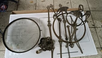 Lustr secesní mosazný , zajímavý širm - 13