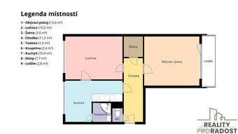 Prodej bytu 2+1, 66 m2 s lodžií a klimatizací - ul. G. Preis - 13