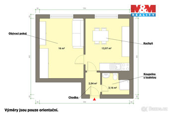 Pronájem bytu 1+1, 36 m², Velká Hleďsebe, ul. Tyršova - 13