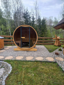 Venkovní sudová panoramatická sauna - 13