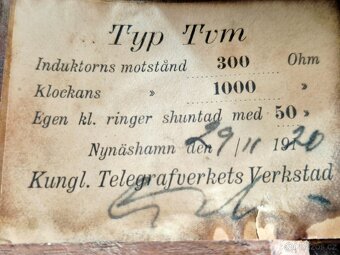 Starožitný telefon Telegrafverkets Verkstad, 1920 - 13