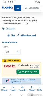 Prodám plně funkční mikrovlnnou troubu a za cenu 999 Kč - 13