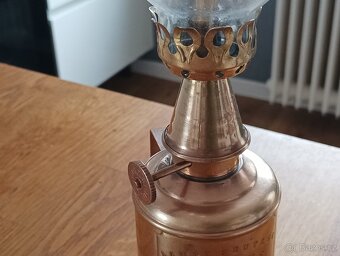 STAROŽITNÁ SECESNÍ MOSAZNÁ PETROLEJOVÁ LAMPA SALSIUS PIGEON - 13