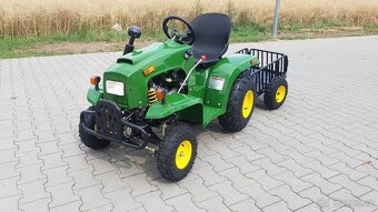 Dětský čtyřtaktní zahradní traktor s přívěsem 110ccm zelený - 13