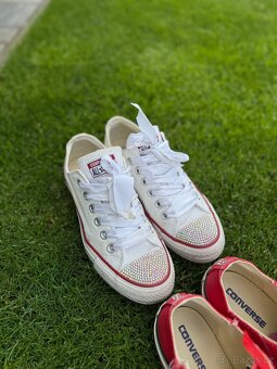 2x luxusní červené  + bíle converse s kamínky Swarovski - 13
