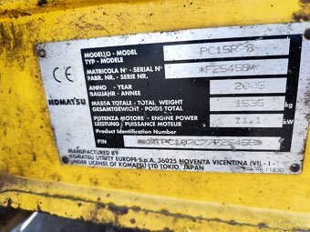 Minibagr Komatsu PC15, váha 1550kg. - 13