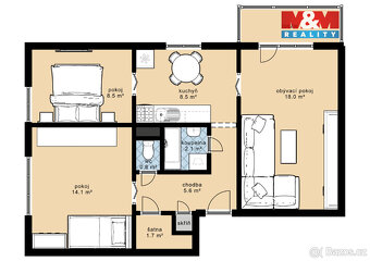 Pronájem bytu 3+1, 68 m², Lnářský Málkov u Kadova - 13
