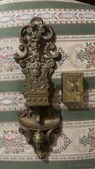 Mosazný nástěnný zápalkovník s obalem na zápalky - 13