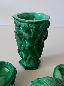 váza malachit popelník želva zelené sklo malachit - 13