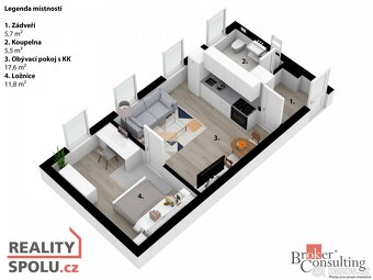 Pronájem, byty/2+kk, 40 m2, Mařákova 518, 47301 Nový Bor, Če - 13