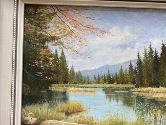 obraz starý obraz olejomalba krajinka obraz Šumava - 13