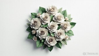 Papírová origami kytice růží - 13