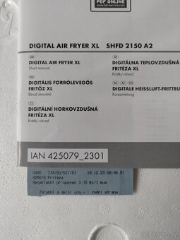Digitální horkovzdušná fritéza XL; objem 5,2l - 13