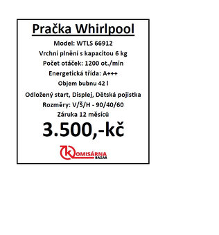 Použitá pračka Whirlpool ETLS 66912 se zárukou - 13